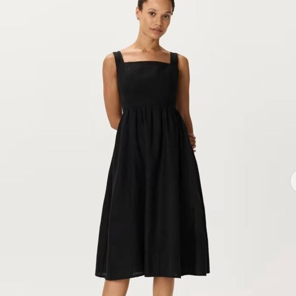 Quince black linen fit flare dress - Picture 1 of 9